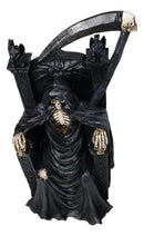 Dark Lord Grim Reaper Seated On Gothic Dragon Throne with Skull Scythe Figurine