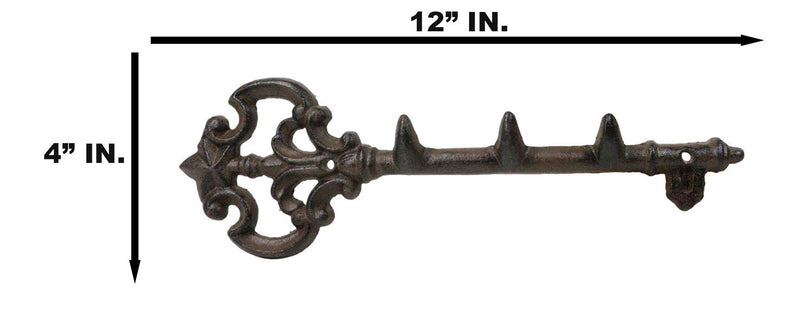 Rustic Cast Iron Dragon Claws Dungeon Key Triple Peg Wall Hook Sculpture 12"