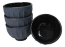Dark Gray Ridged Lines Japanese Tetsubin Style Cast Iron Tea Cups Set of 4