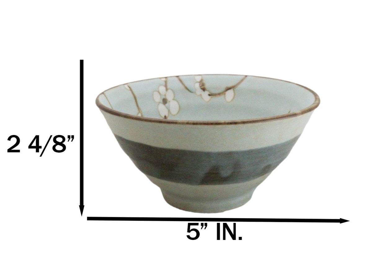 Made In Japan Ceramic Soushun Sakura Cherry Blossoms Rice Soup Bowls Set 12oz