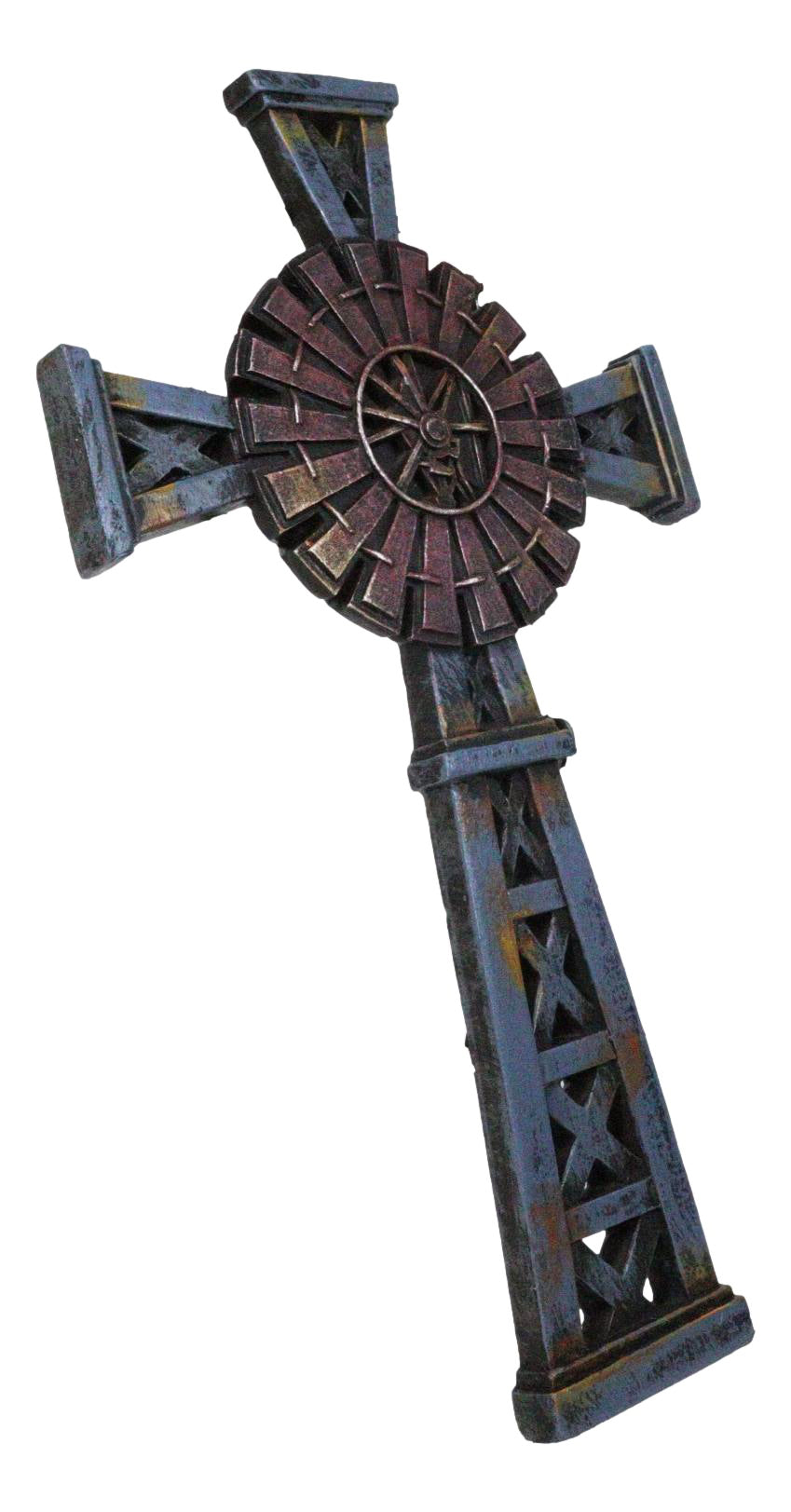 Country Western Rustic Windmill Towers Decorative Wall Cross Figurine