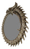 16"H Gothic Spiked Skeleton Skeletal Bone Dragon Round Wall Mirror Plaque Decor