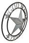 Large 24"D Rustic Western Star God Bless Texas Galvanized Metal Wall Circle Sign