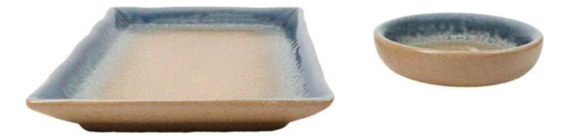 Ao Nagashi Porcelain Sushi Plates Sauce Dishes Chopsticks Dinnerware Set For 2