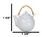 Sleek White 35oz Bone China Ceramic Tea Pot Teapot With Bamboo Handle Collection