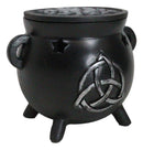 Wicca Sacred Triquetra Symbol Stars Cutout Witch Cauldron Incense Cone Burner