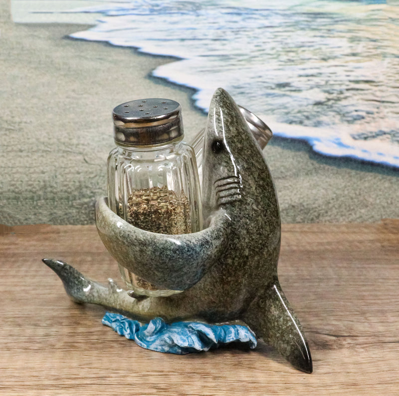 Sea Ocean Marine Apex Predator Great White Shark Salt And Pepper Shakers Holder
