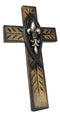 Rustic Ichthys Jesus Fish With Fleur De Lis Olive Carving Faux Wood Wall Cross