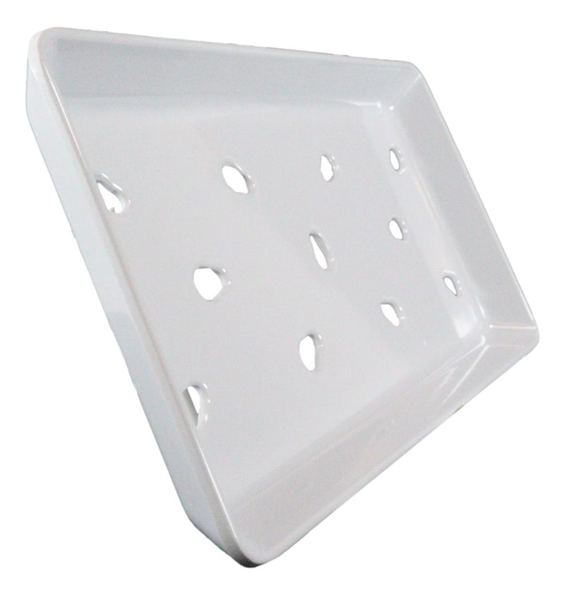 Ebros White Neta Zara Sushi Sashimi Plate With Drip Holes 8.75"L x 5"W PACK OF 8