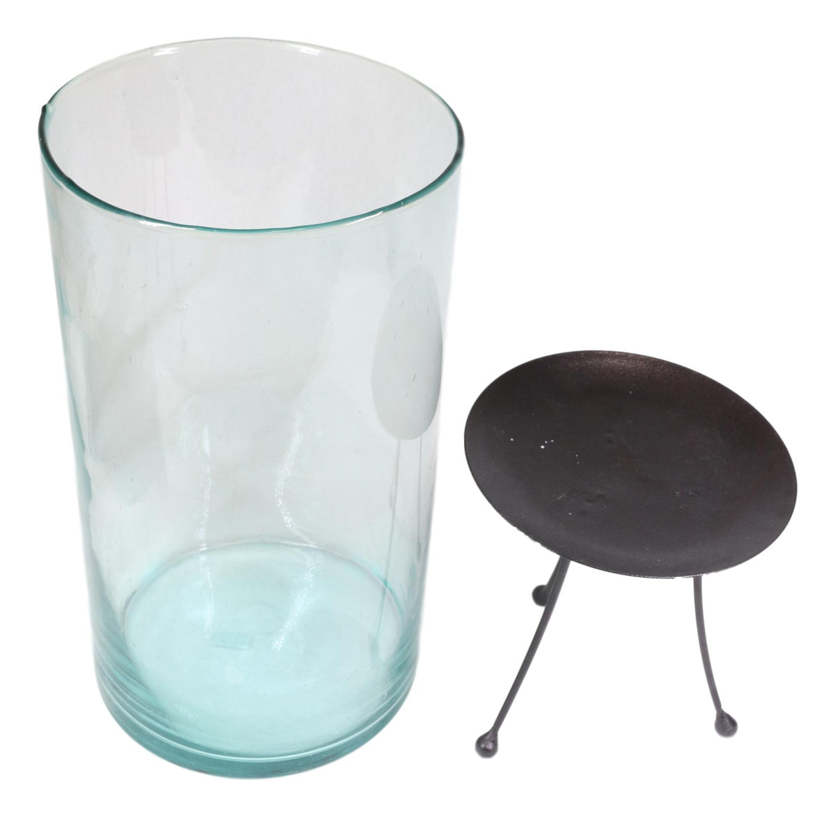 Modern Accent Thick Glass Hurricane Candle Holder With Tripod Metal Stand