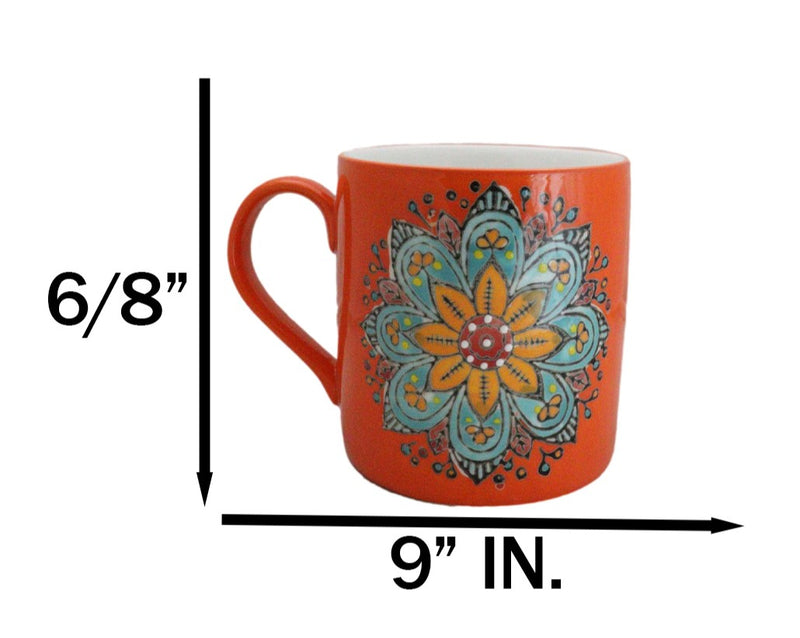 Orange Svadhishthana Sacral Chakra Zen Flower Of Life Mandala Circle Ceramic Mug