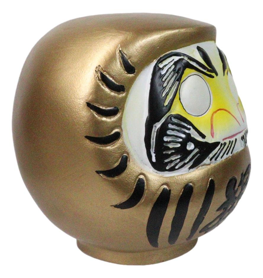 Gold Talisman of Prosperity Japanese Zen Daruma Figurine With Unpainted Eyes