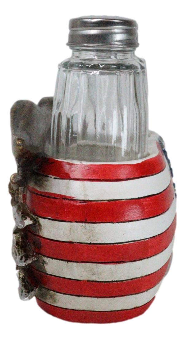 US Navy Sailor Eagle Anchor Trident Emblem And Flag Salt Pepper Shakers Holder