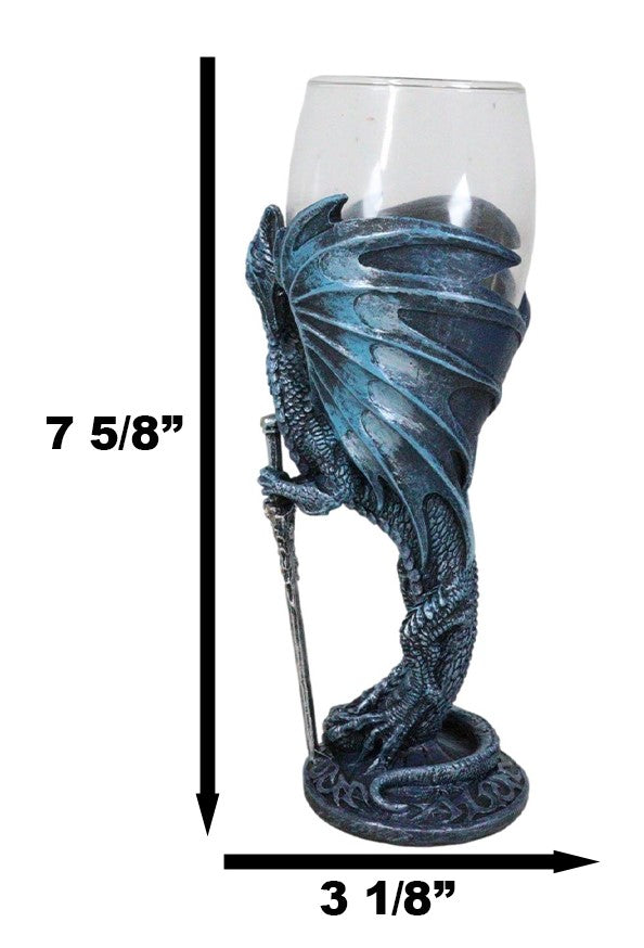 Fantasy Netherworld Blue Dragon Sea Blade Sword Glass Wine Goblet Chalice