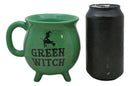 Wicca Magic Green Witch Flying Broomstick Cauldron Ceramic Mug With Handle 16oz