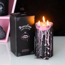 Large Gothic Draculina Pink Vampire Tears Black Unscented Pillar Candle 6"H