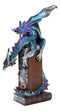 Spell Caster Metallic Ocean Dragon Perching On Necromancy Skull Books Figurine
