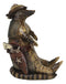 Western Cowboy Armadillo with Sheriff Gun Hat Badge Cell Phone Holder Figurine