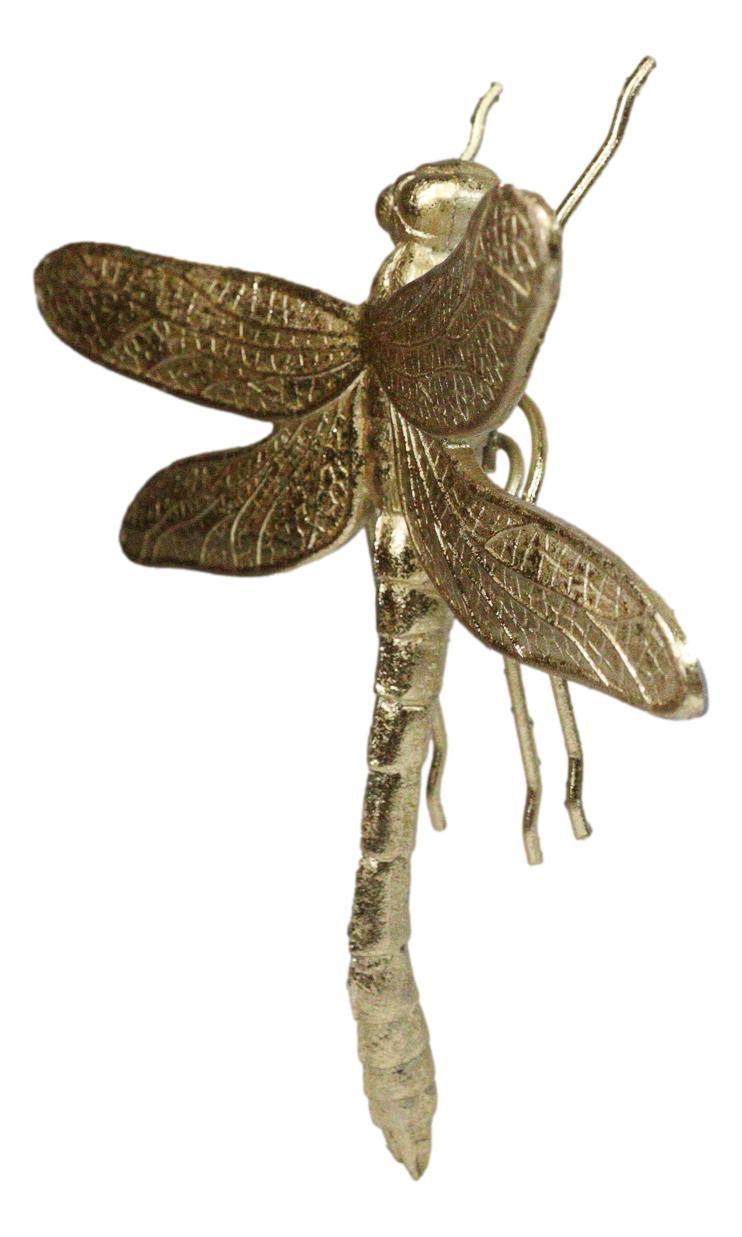Medium Gold Leaf Resin Modern Dragonfly Wall Sculpture Or Tabletop Decoration 8"