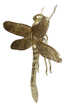 Medium Gold Leaf Resin Modern Dragonfly Wall Sculpture Or Tabletop Decoration 8"