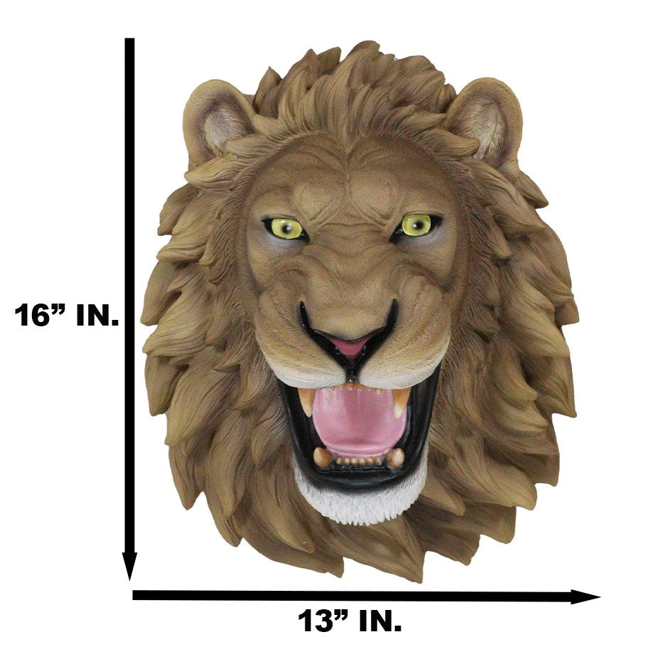 Ebros Gift Large King of The Jungle Roaring Lion Head Wall Mount Bust Sculpture Plaque