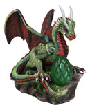 Fantasy Green And Red Volcano Dragon Guarding LED Scaled Egg Decorative Figurine