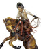 Rustic Western Cowboy With Hat And Rope On Rearing Bronco Horse Rodeo Figurine