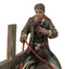 Western Cowboy in Solemn Prayer On Horse By Faded Cross And Cactus Figurine