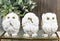 Wisdom Of The Forest See Hear Speak No Evil White Snowy Owls Mini Figurines Set