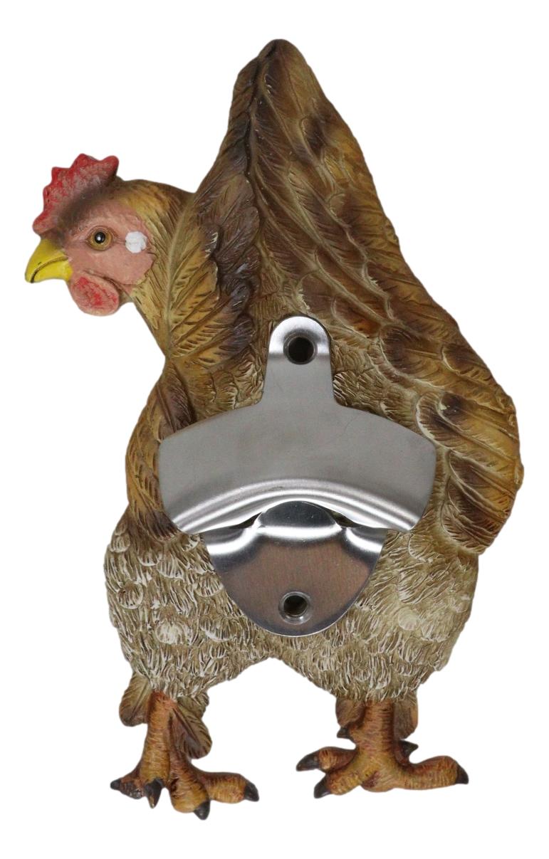 Rustic Western Country Farm Chicken Hen Butt Backside Wall Bottle Cap Opener