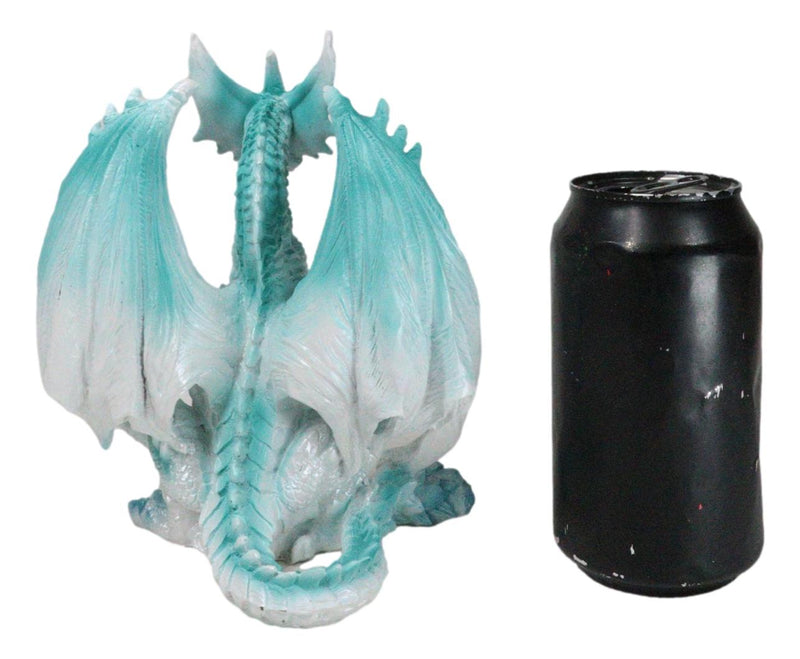 Fantasy Land Of Dragons Crouching Pale White Arctic Snow Winter Dragon Figurine