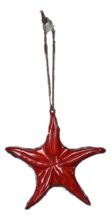 Set Of 6 Red Starfish Sea Stars Ocean Marine Wall Hanging Decor Tree Ornaments
