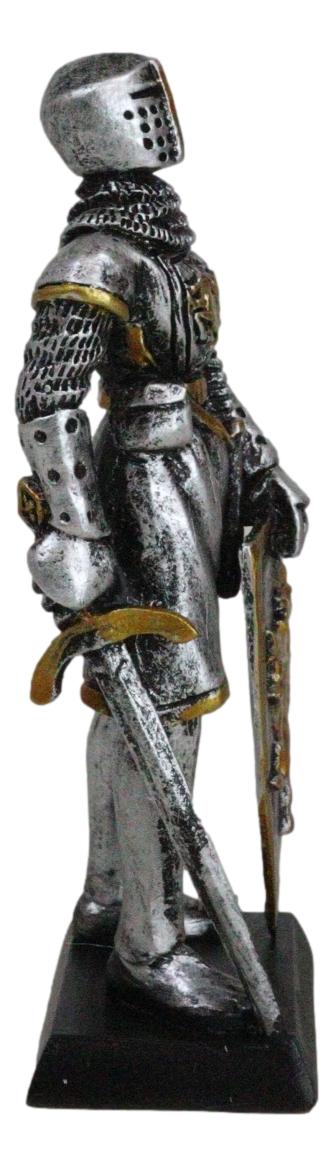 Medieval Knight In Suit Of Armor With Sword And Heraldry Shield Mini Figurine