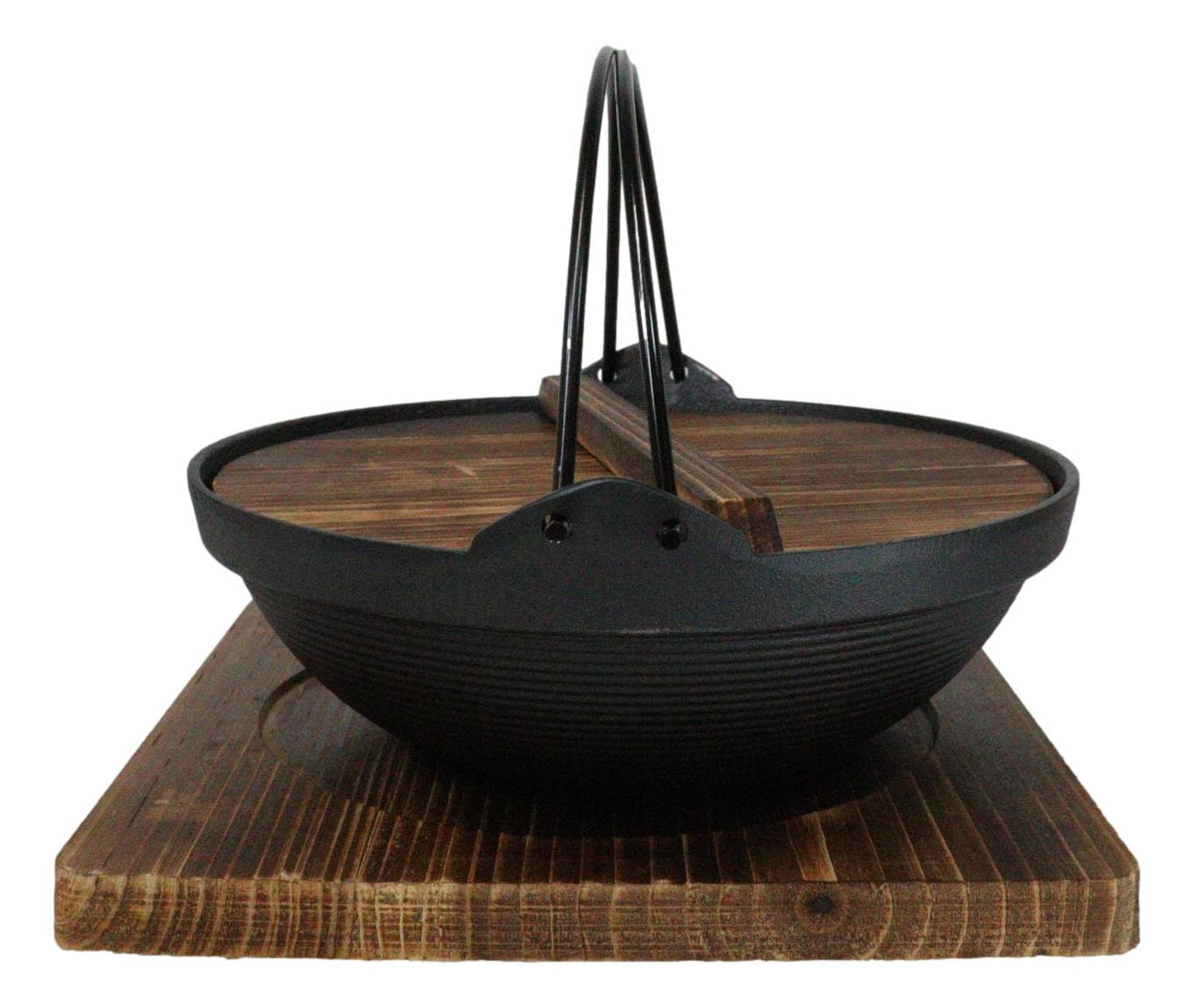 Large Cast Iron Japanese Sukiyaki Shabu Nabe Cooking Hot Pot With Trivet 9.5"D