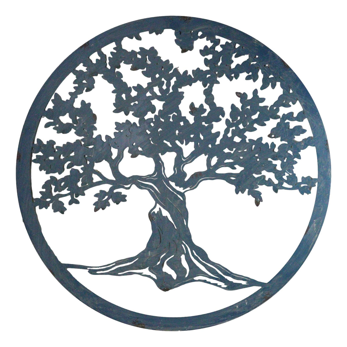Blue 24"D Oversized Round Celtic Tree of Life Medallion Metal Wall Circle Plaque