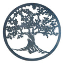 Blue 24"D Oversized Round Celtic Tree of Life Medallion Metal Wall Circle Plaque