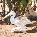 Nautical Marine Roosting Scarlet Ibis Distressed Faux Wood Finish Figurine