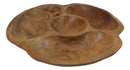 Rustic Live Edge Teak Wood Sectional Serving Dish Divided Snack Tray 4 Parts