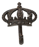 Pack Of 4 Cast Iron Medieval Royalty King and Queen Crowns Wall Coat Hooks