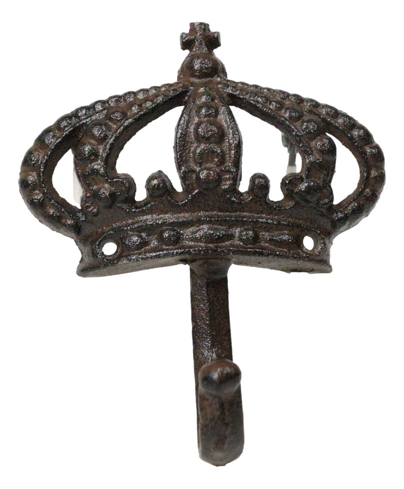 Pack Of 4 Cast Iron Medieval Royalty King and Queen Crowns Wall Coat Hooks