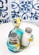Marine Spotted Blue Shell Sea Turtle Glass Salt Pepper Shakers Holder Figurine