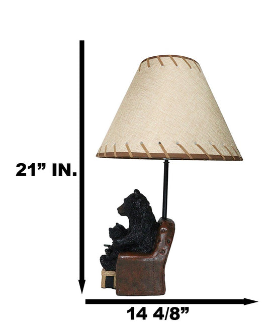 Forest Bedtime Story Mama Bear Reading to Cub Bears On Cozy Couch Table Lamp