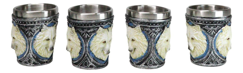 Mythical Fantasy Albino Snow White Wolf Shot Glasses 2-Ounce Set Of 4 Novelties