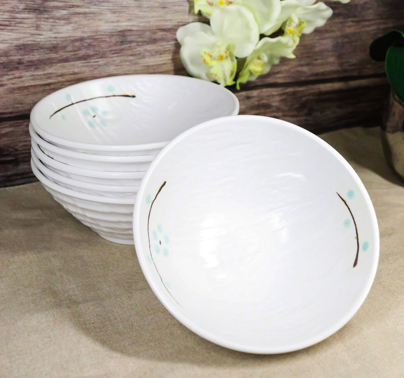 Set Of 6 Modern Yukino Hana Snowflakes Melamine Soup Pasta Salad Bowls 26oz