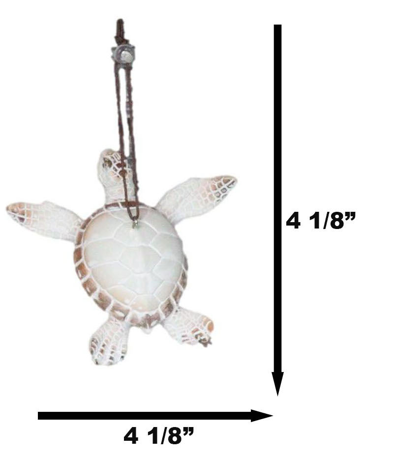 Set Of 6 Antique White Sea Turtles Ocean Marine Wall Hanger Decor Tree Ornaments