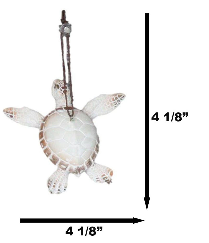 Set Of 6 Antique White Sea Turtles Ocean Marine Wall Hanger Decor Tree Ornaments