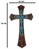 18"H Rustic Western Faux Wooden Amazing Grace Scrollwork Decorative Wall Cross