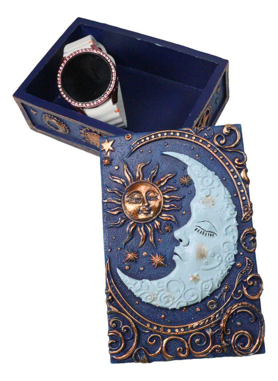 Celestial Sun Belenos & Moon Luna Blue Decorative Jewelry Keepsake Trinket Box