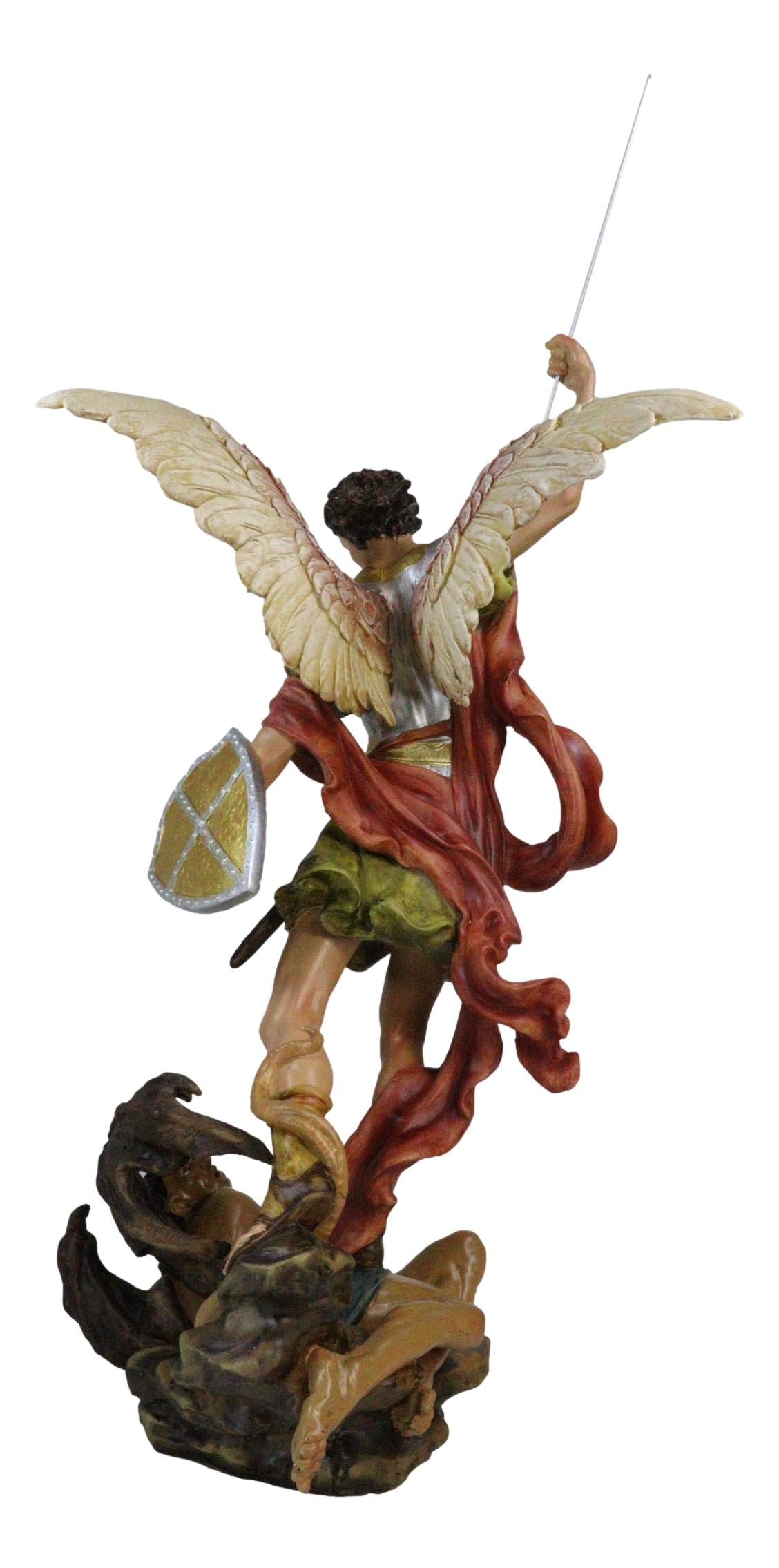 Archangel Saint Michael With Spear And Shield Trampling The Devil
