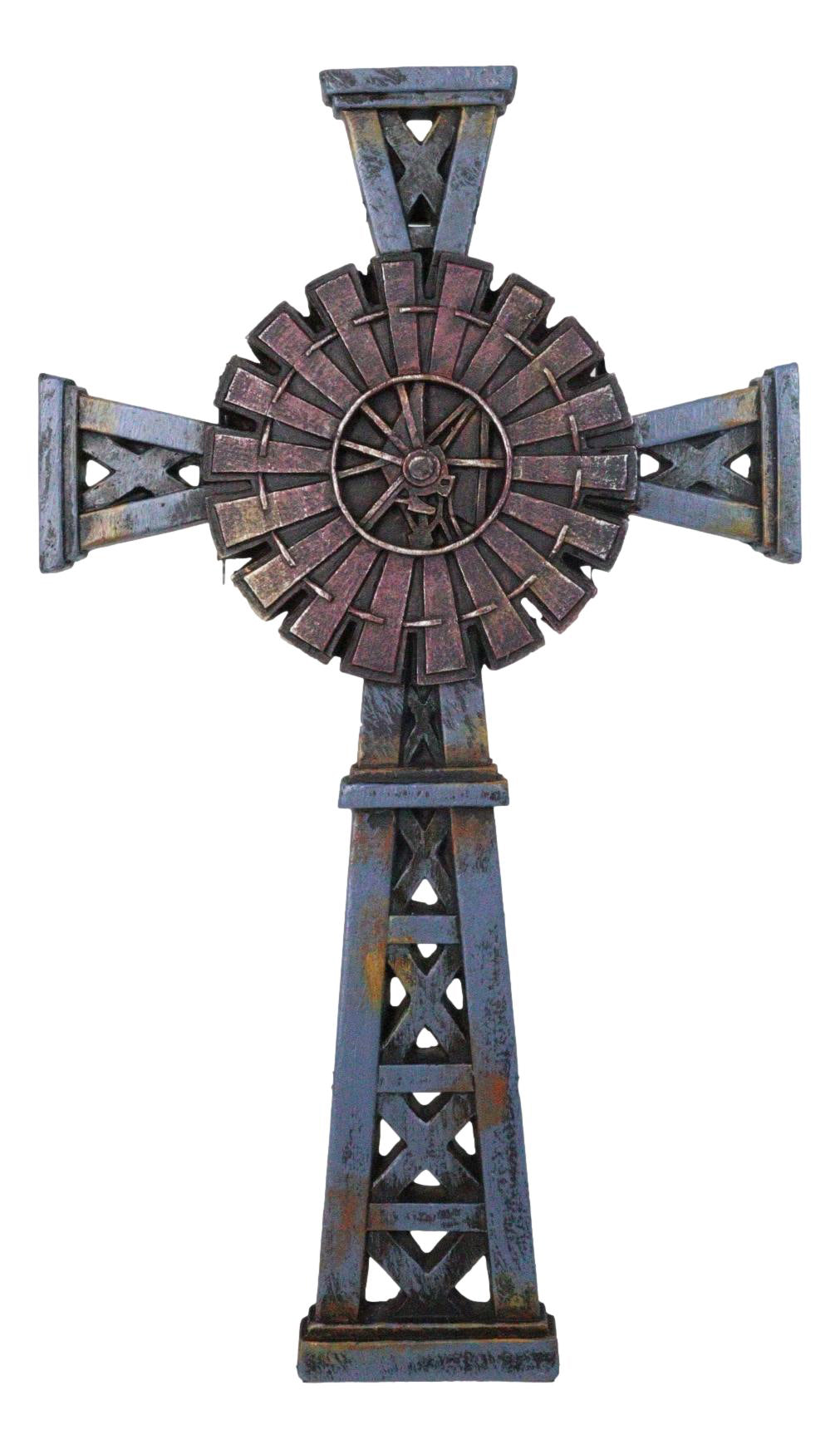 Country Western Rustic Windmill Towers Decorative Wall Cross Figurine